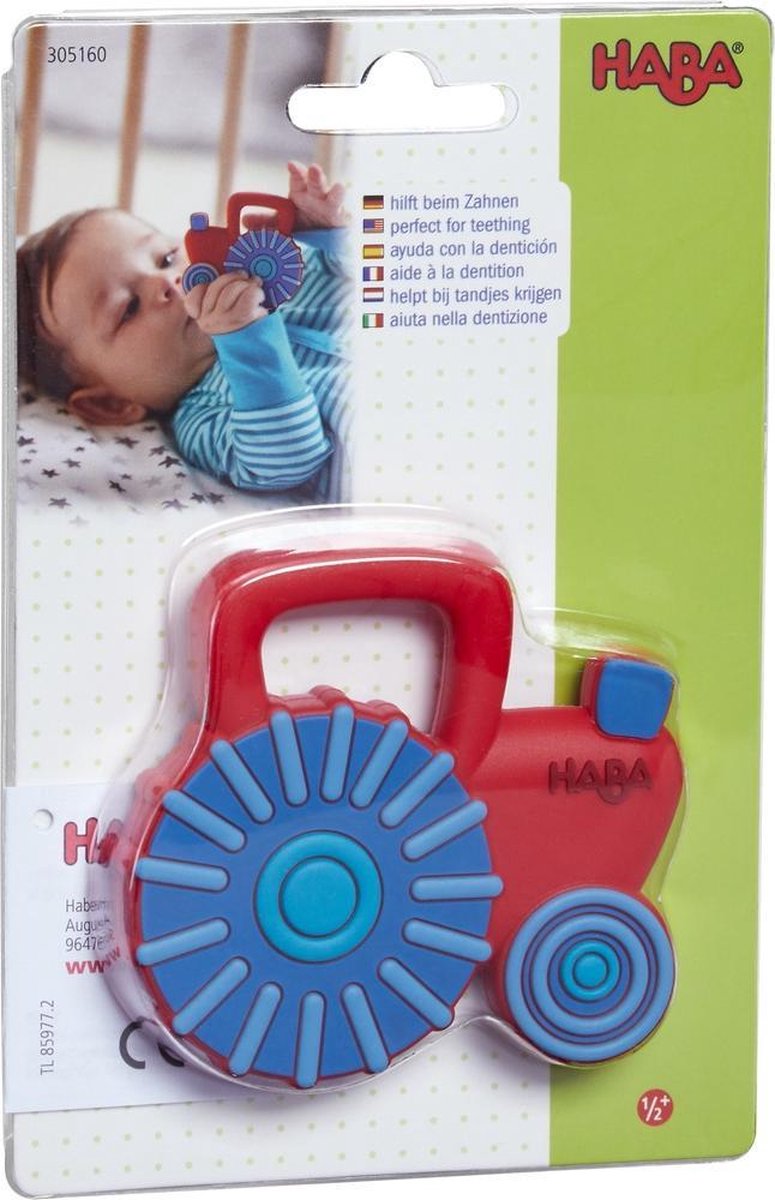 HABA Bijtring Tractor Junior 7 X 7 Cm/blauw - Rood