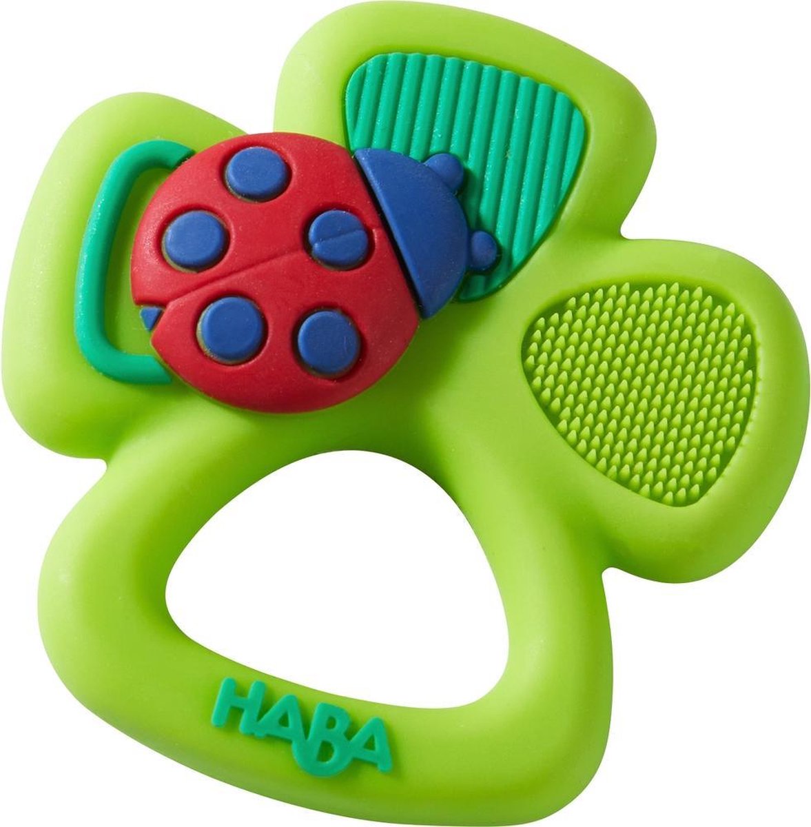 HABA Bijtring Klavertje Vier Junior 6,5 X 6,5 Cm Groen/rood - Blauw