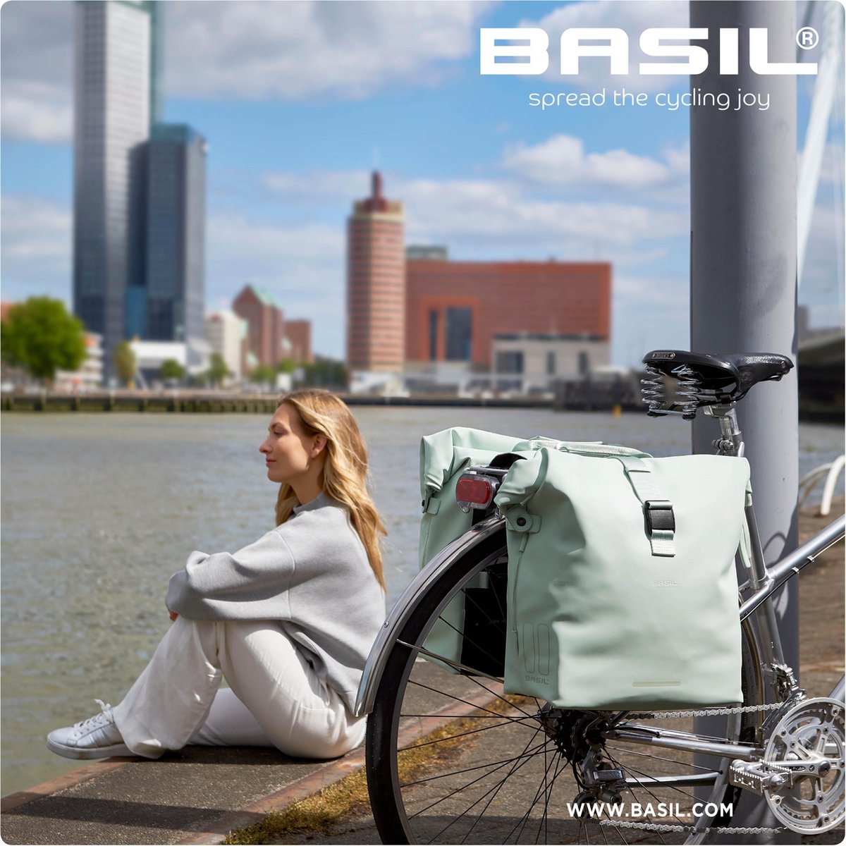 Basil Fietstas Dubbel Soho Nordlicht 41 Ltr Polyester Licht - Groen