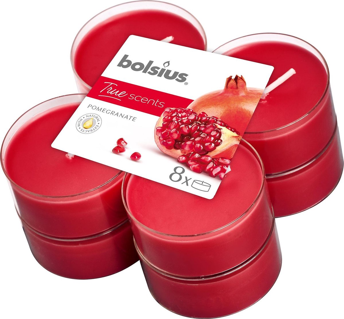 Bolsius Geurtheelicht True Scents Pomegranate 11,7 Cm 8 Stuks - Rood