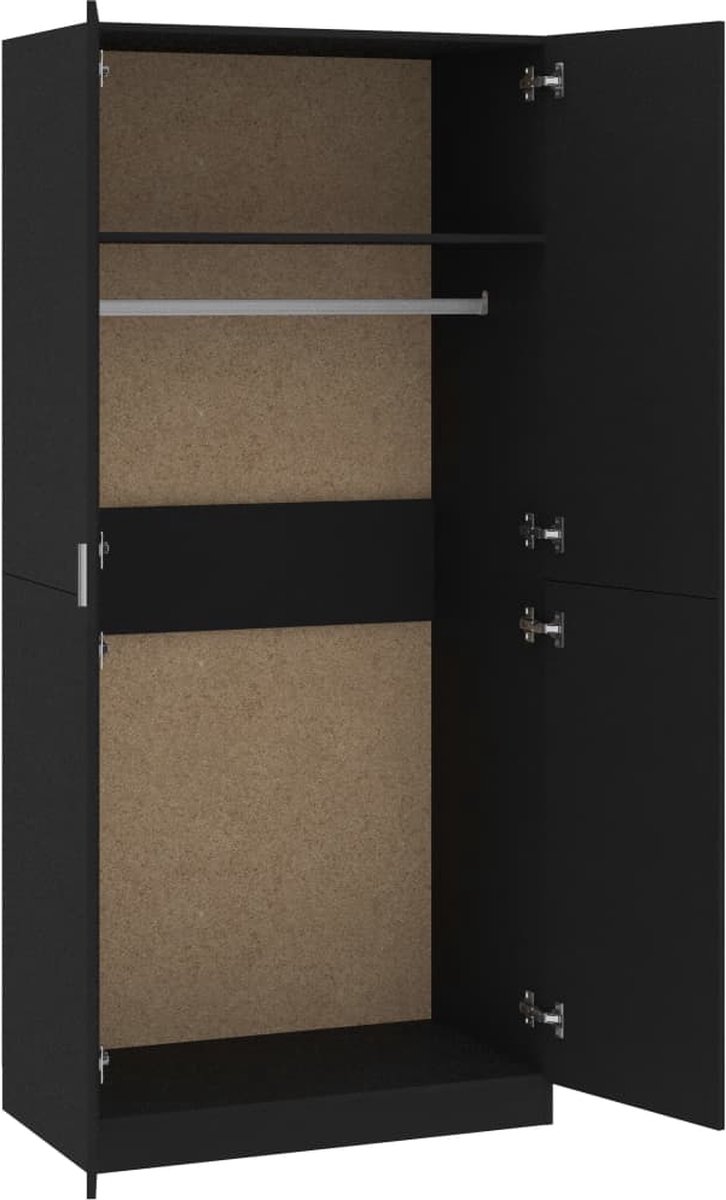 Vidaxl Kledingkast 90x52x200 Cm Spaanplaat - Zwart