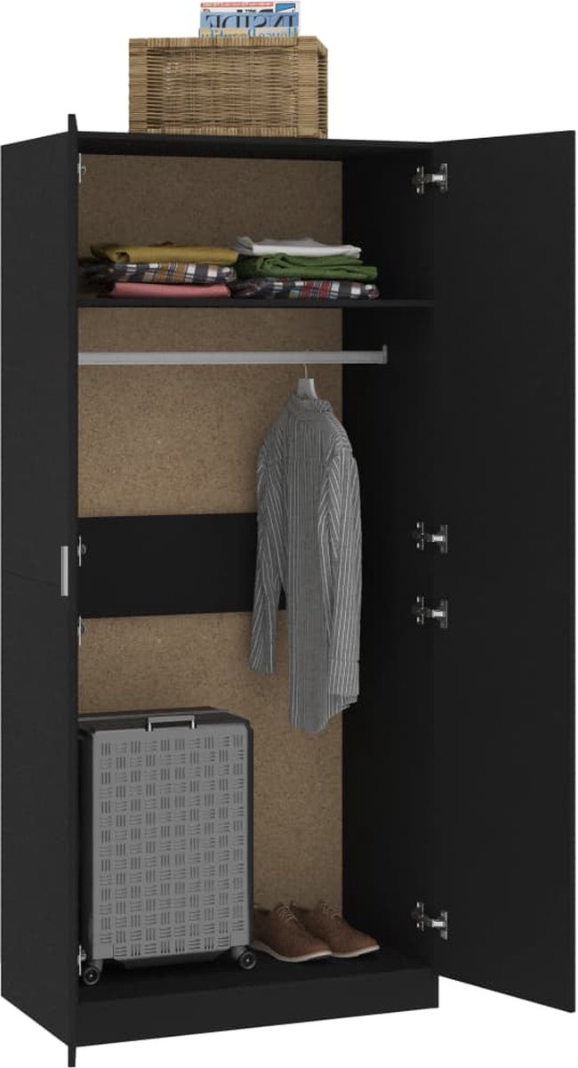 Vidaxl Kledingkast 90x52x200 Cm Spaanplaat - Zwart