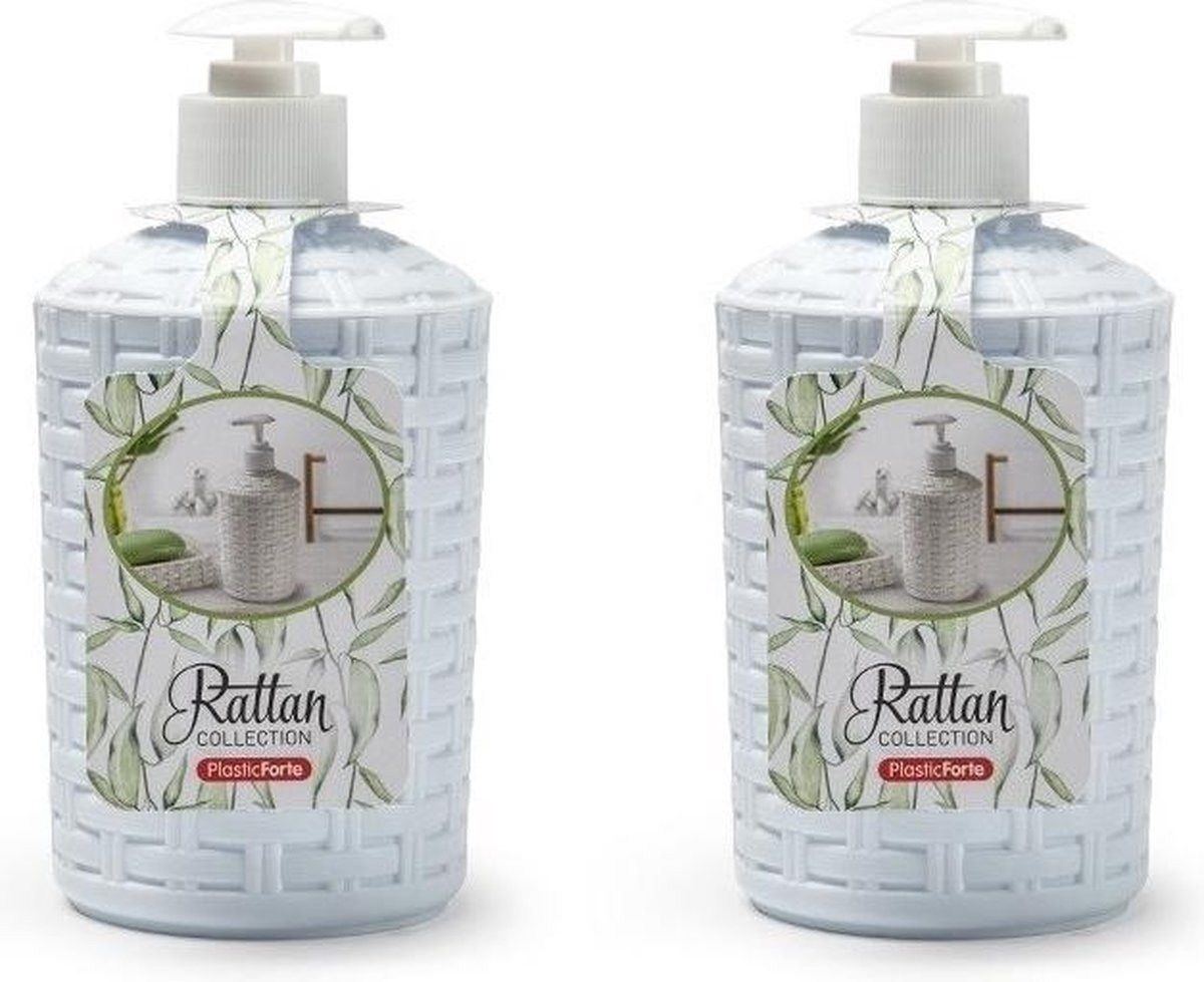 Forte Plastics 2x Zeep Pompjes Geweven - 16 Cm - Zeeppompjes/zeepdispensers - Badkamer, Toilet En Keuken - Wit