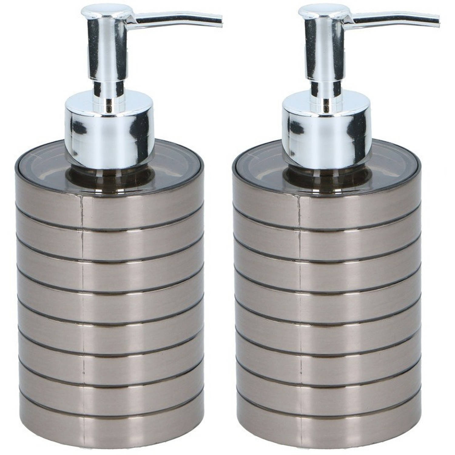 2x Zeeppompjes/zeepdispensers 300 Ml Zilver - Zeepdispensers Met Pompje Zilverkleurig 2 Stuks - Silver