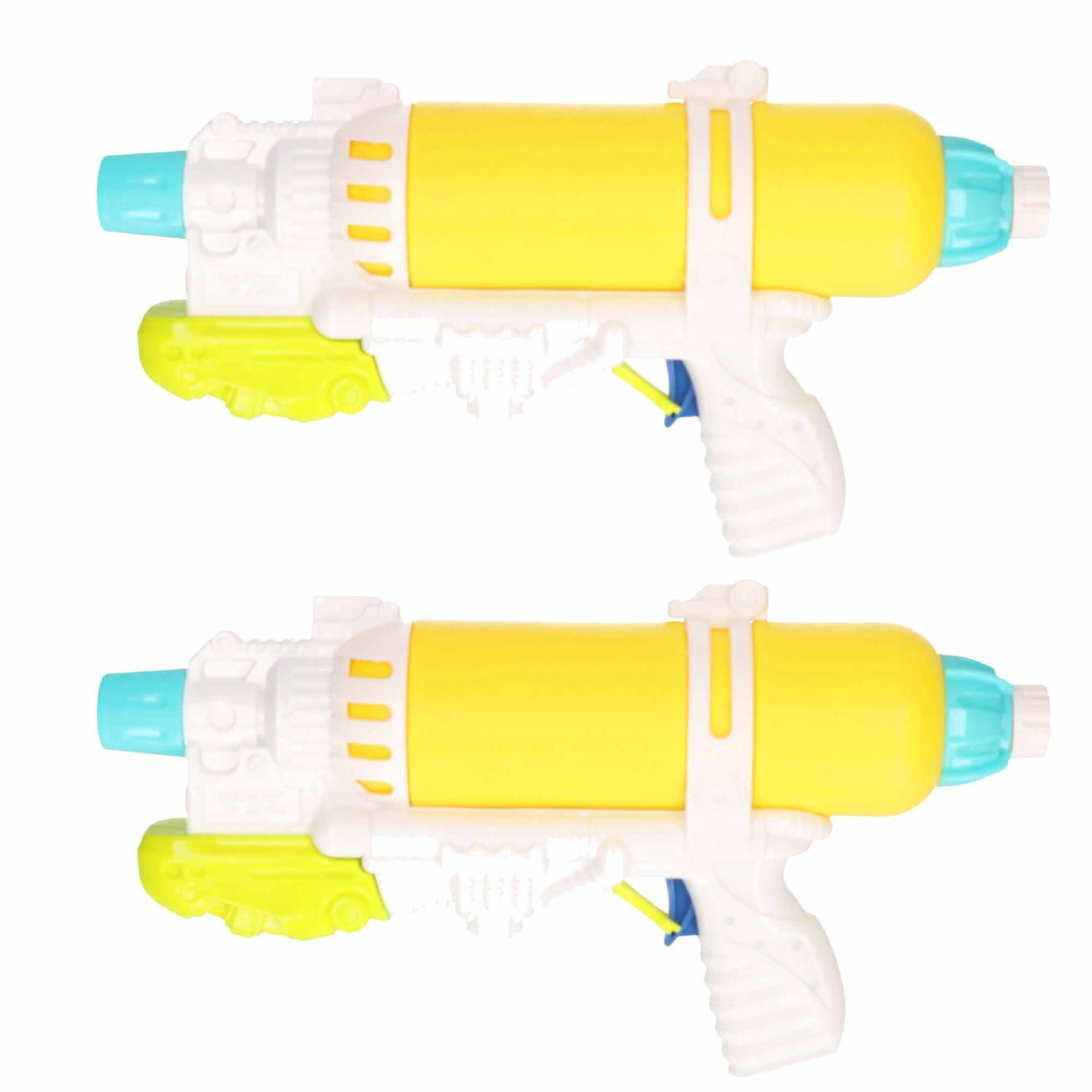 2x Waterpistolen/waterpistool/wit Van 34 Cm Kinderspeelgoed - Waterspeelgoed Van Kunststof - Geel