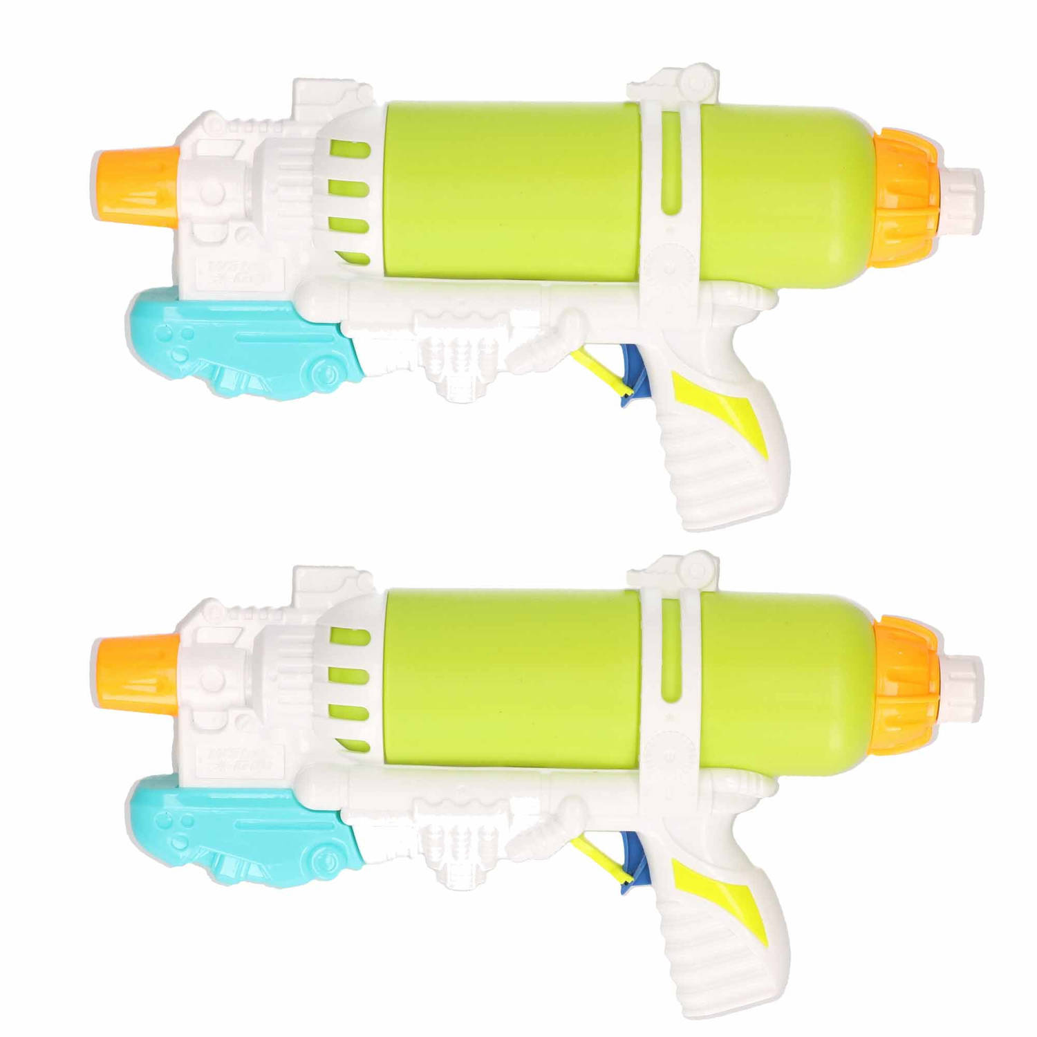 2x Waterpistolen/waterpistool/wit Van 34 Cm Kinderspeelgoed - Waterspeelgoed Van Kunststof - Groen