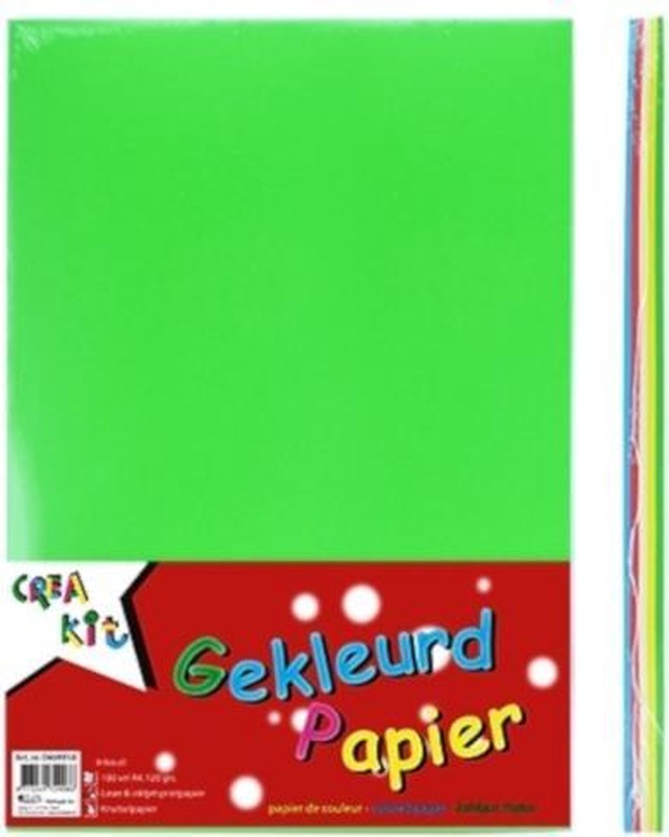 Crea-kit 100 X Gekleurd A4 Papier - 100 Stevige Vellen Tekenpapier - Knutselpapier Gekleurd A4 Papier