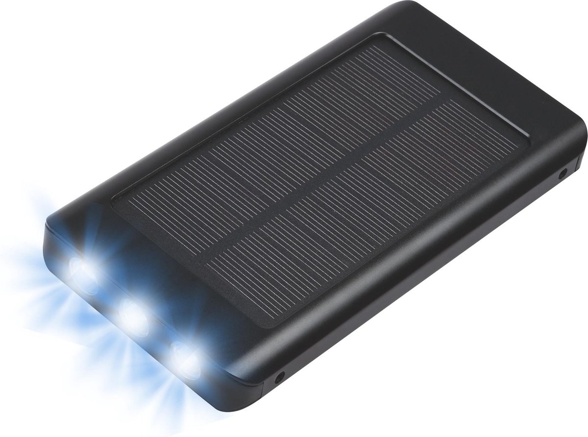 PowerPlus Sparrow - 8.000 Mah Solar Usb Power Bank - Met Ingebouwde 3led Zaklamp - Zwart