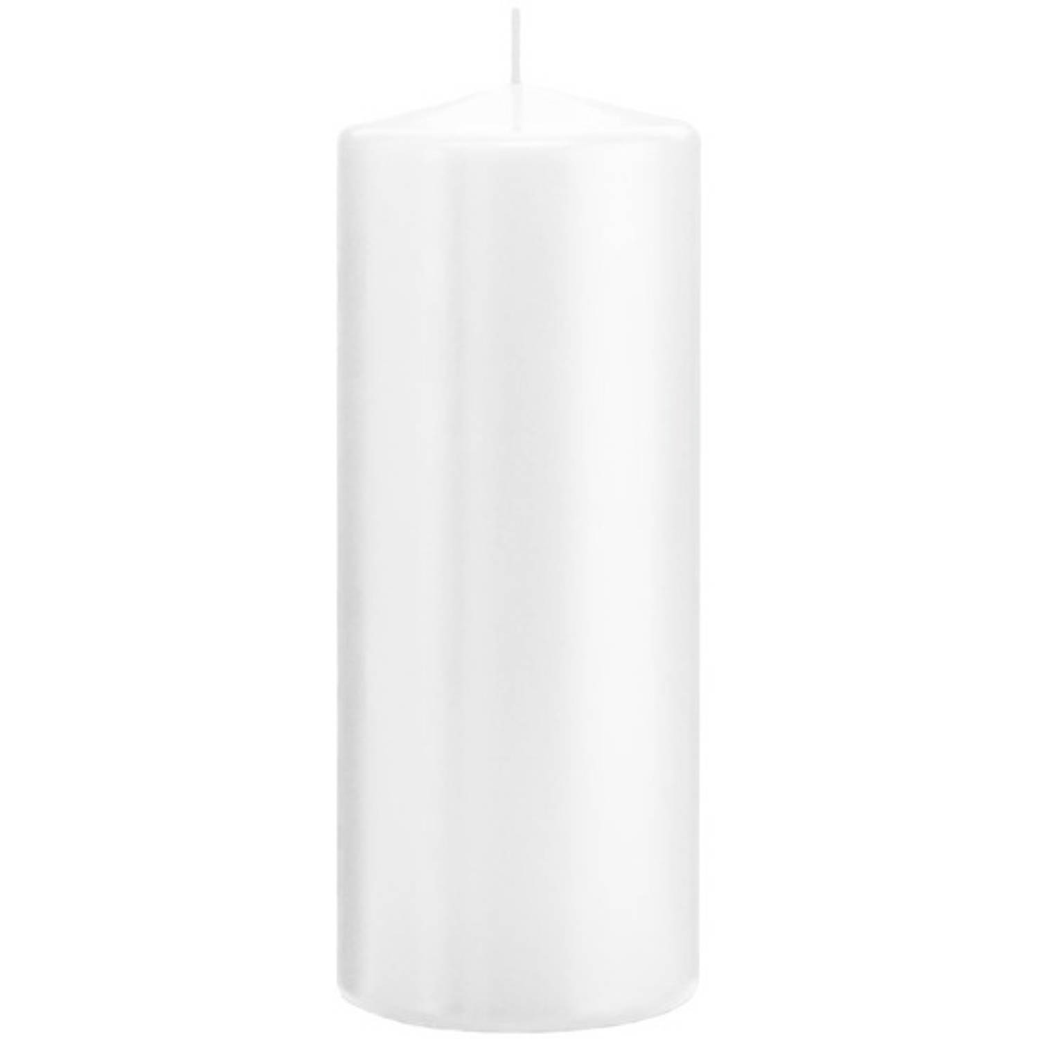 Trend Candles 1xte Cilinderkaars/stompkaars 8 X 20 Cm 119 Branduren - Geurloze Kaarsen - Woondecoraties - Wit