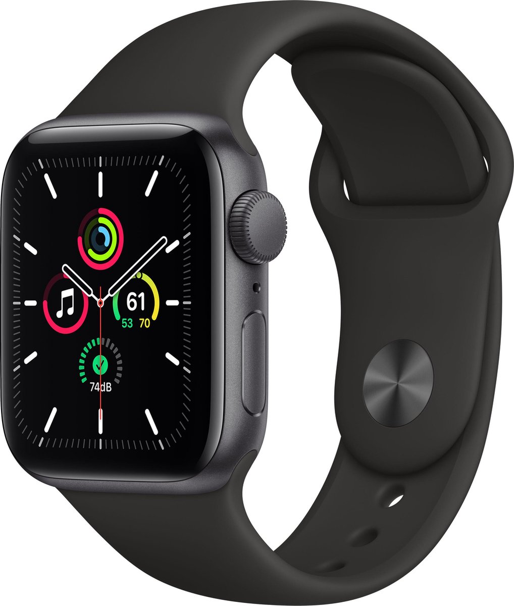 Apple Watch SE 40mm Space Gray Aluminiume Sportband - Silver