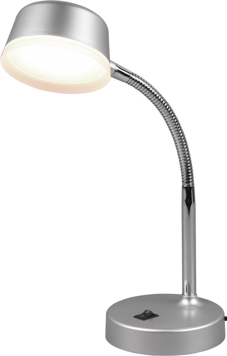 BES LED Led Tafellamp - Trion Kiki - 4w - Warm 3000k - Rond - Mat Titaan - Kunststof - Wit