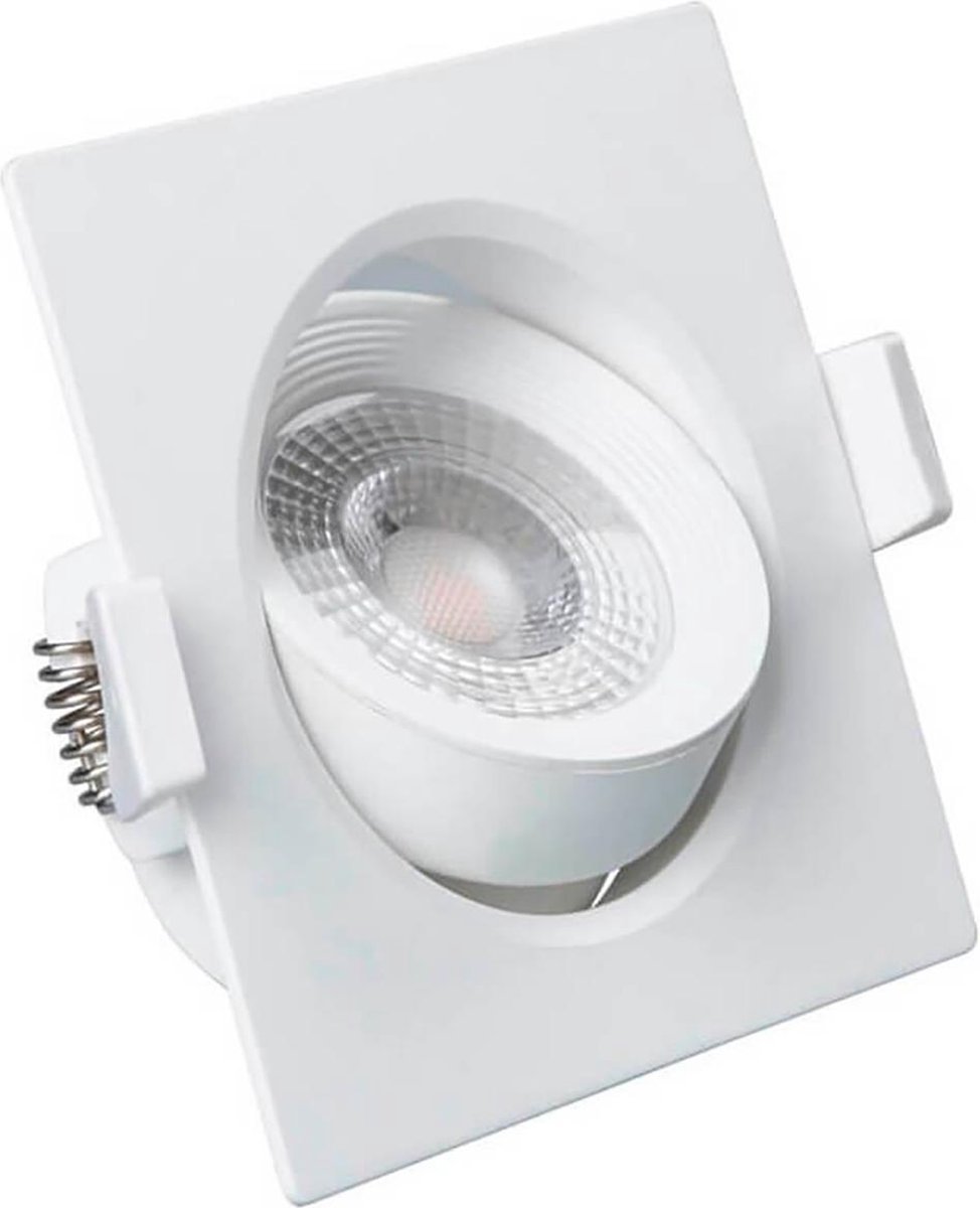 BES LED Led Spot - Inbouwspot - Facto Niron - 7w - Helder/koud 6000k - Mat - Vierkant - Kantelbaar - Wit