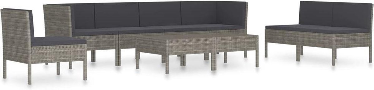 Vidaxl 9-delige Loungeset Met Kussens Poly Rattan - Grijs