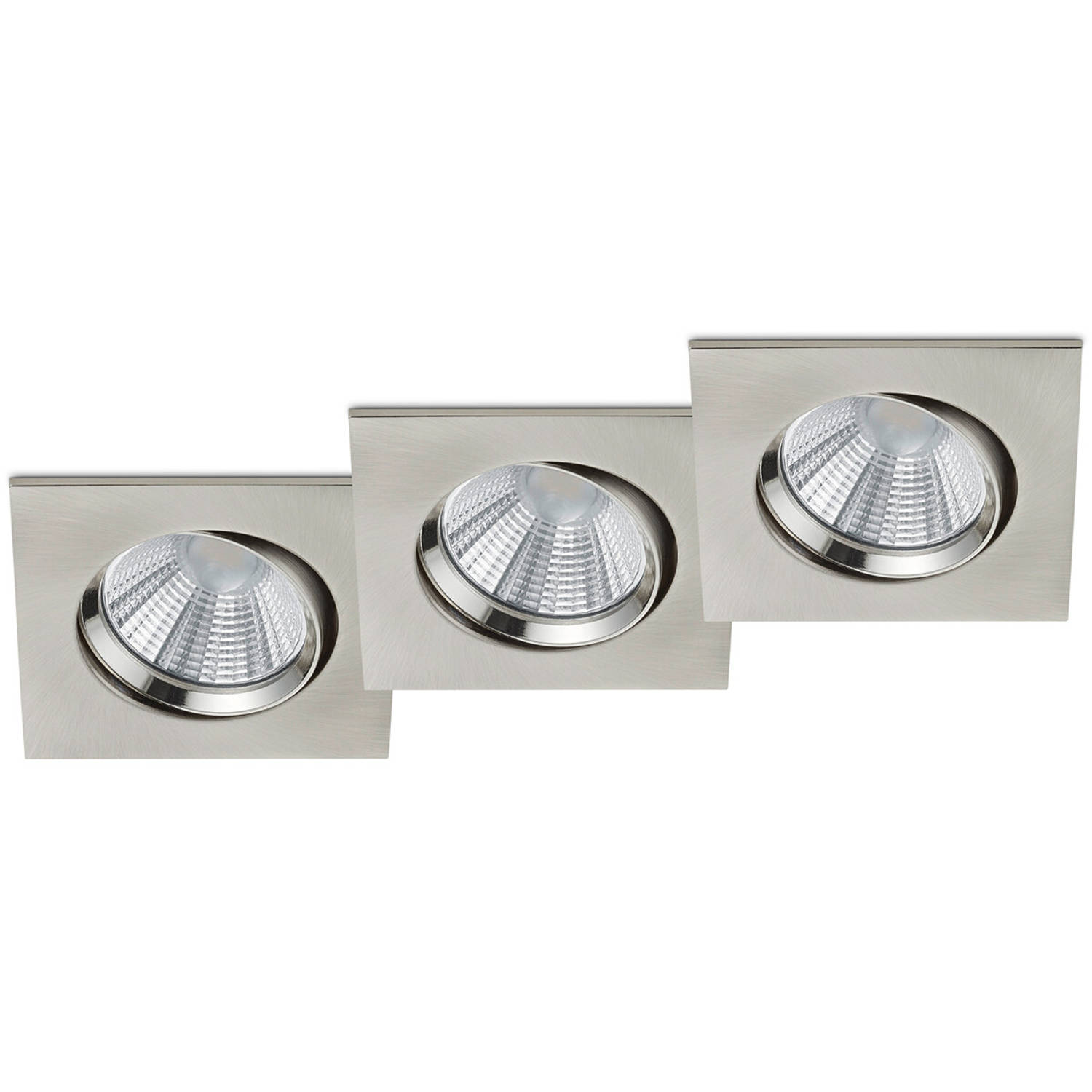 BES LED Led Spot 3 Pack - Inbouwspot - Trion Paniro - Vierkant 5w - Dimbaar - Warm 3000k - Mat Nikkel - Aluminium - 80mm - Wit