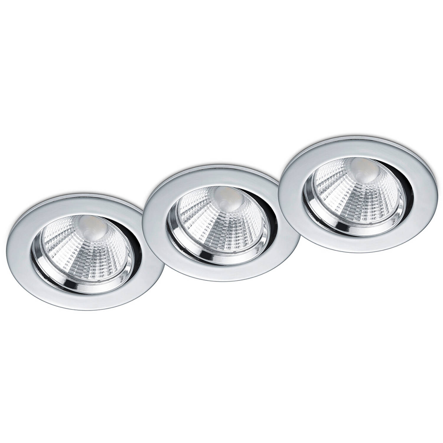 BES LED Led Spot 3 Pack - Inbouwspot - Trion Paniro - Rond 5w - Dimbaar - Warm 3000k - Mat Chroom - Aluminium - Ø80mm - Wit