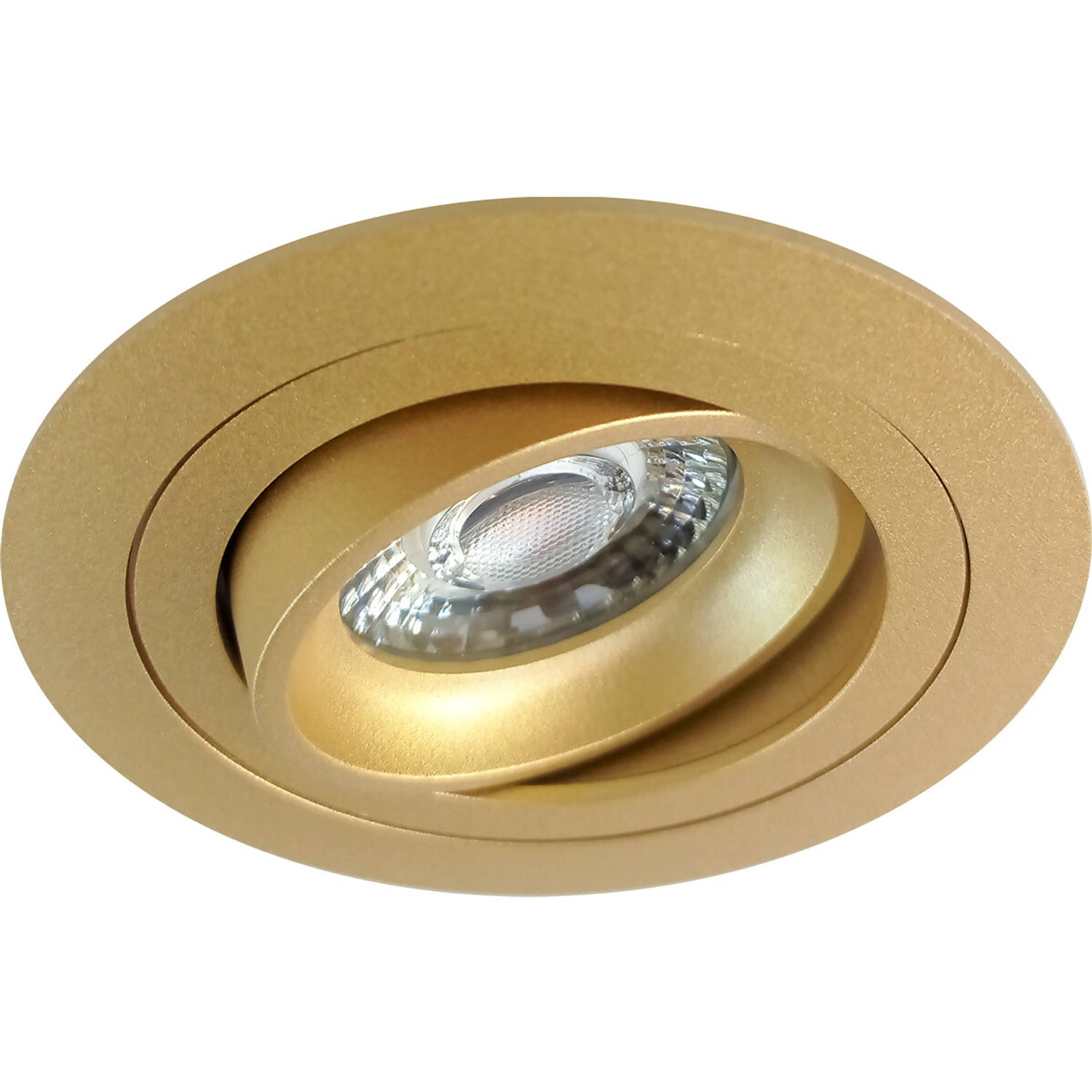 BES LED Spot Armatuur Gu10 - Pragmi Alpin Pro - Inbouw Rond - Mat - Aluminium - Kantelbaar - Ø92mm - Goud