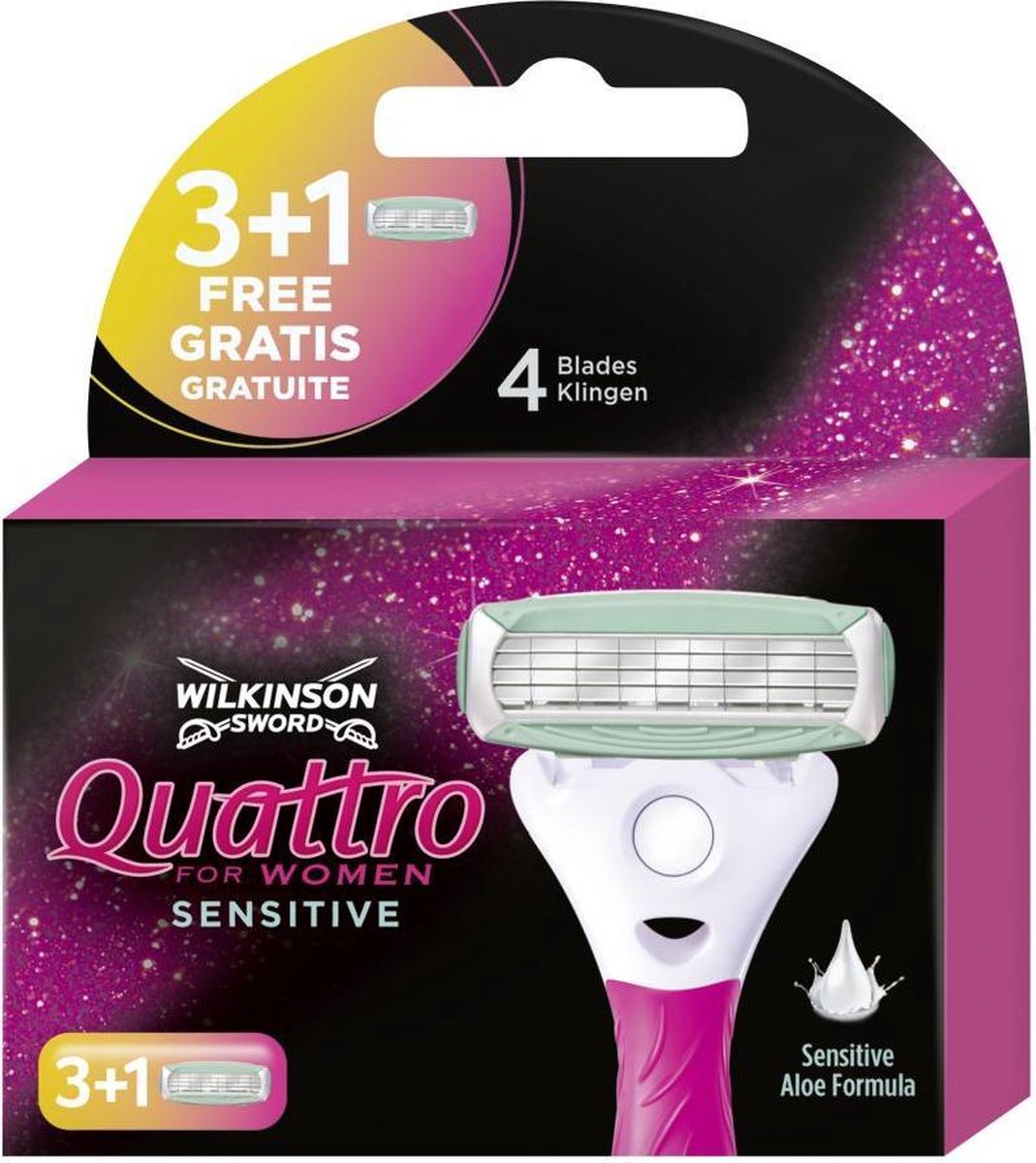 Wilkinson Quattro For Women Sensitive Scheermesjes - 4 Stuks