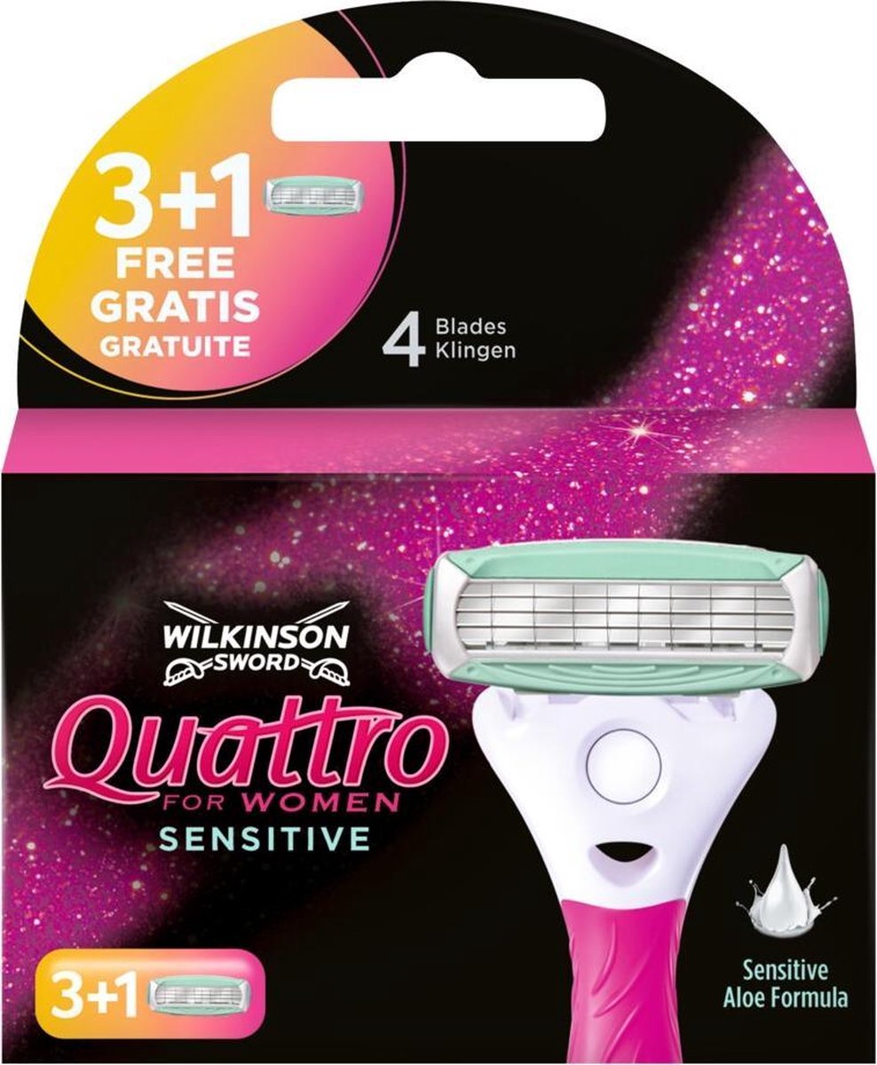Wilkinson Quattro For Women Sensitive Scheermesjes - 4 Stuks