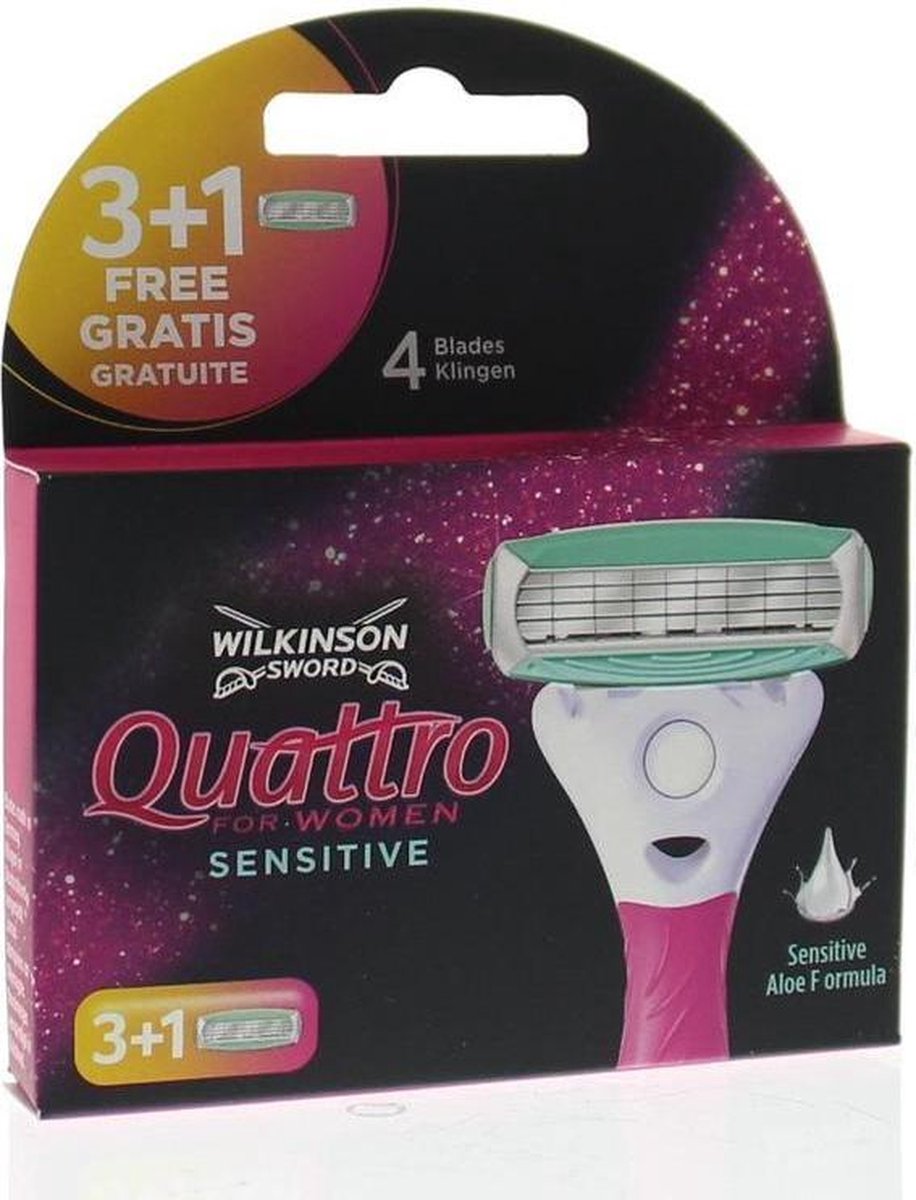 Wilkinson Quattro For Women Sensitive Scheermesjes - 4 Stuks