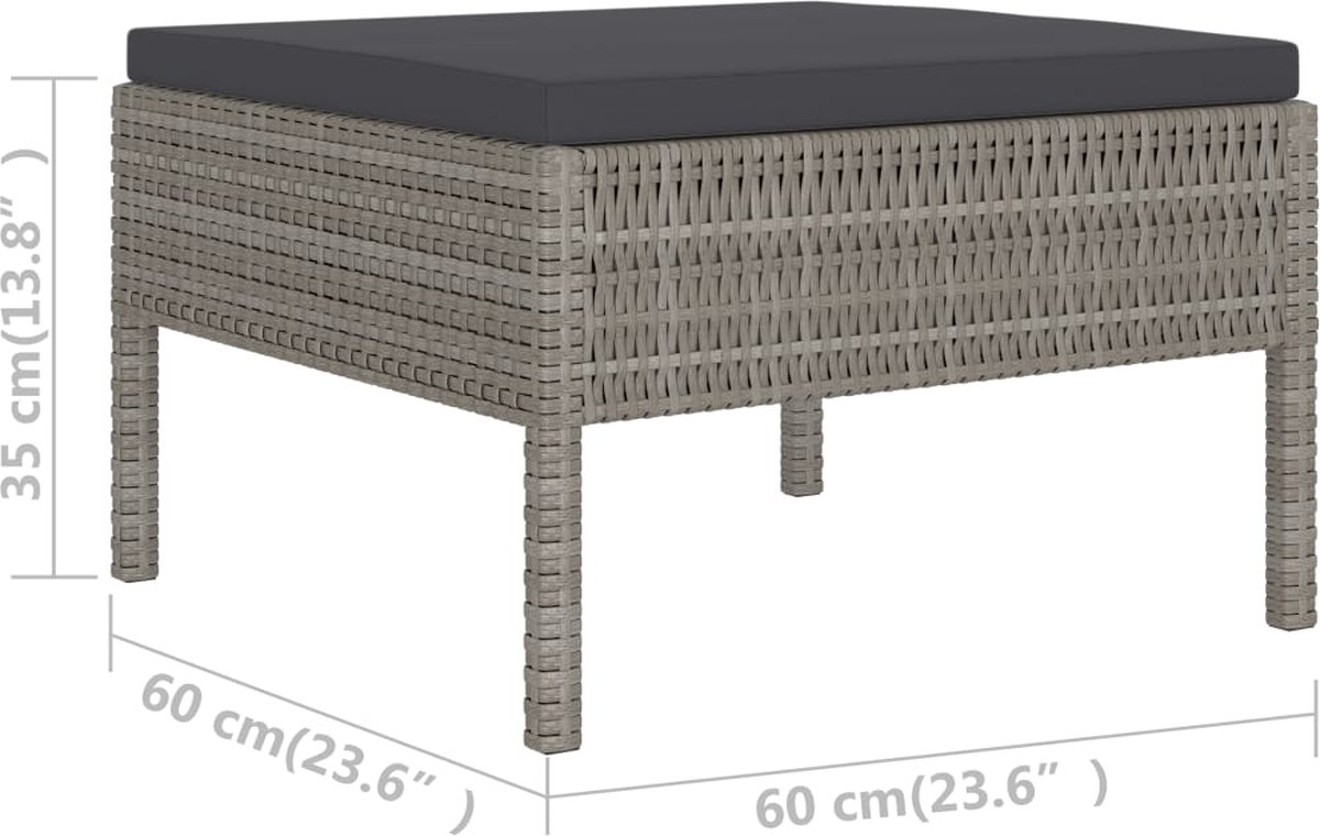 Vidaxl 6-delige Loungeset Met Kussens Poly Rattan - Grijs