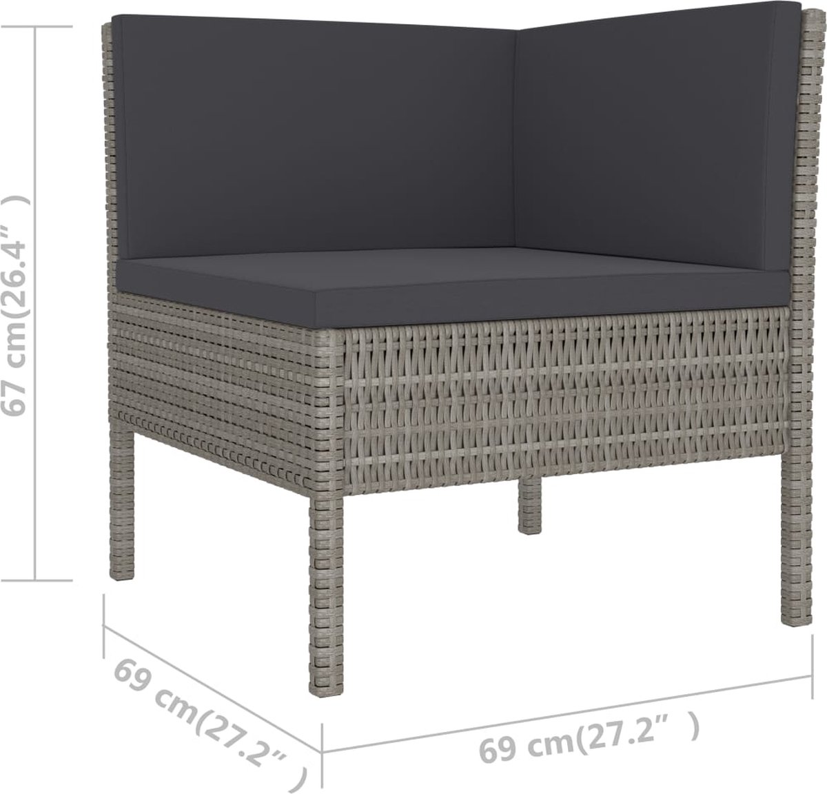 Vidaxl 6-delige Loungeset Met Kussens Poly Rattan - Grijs