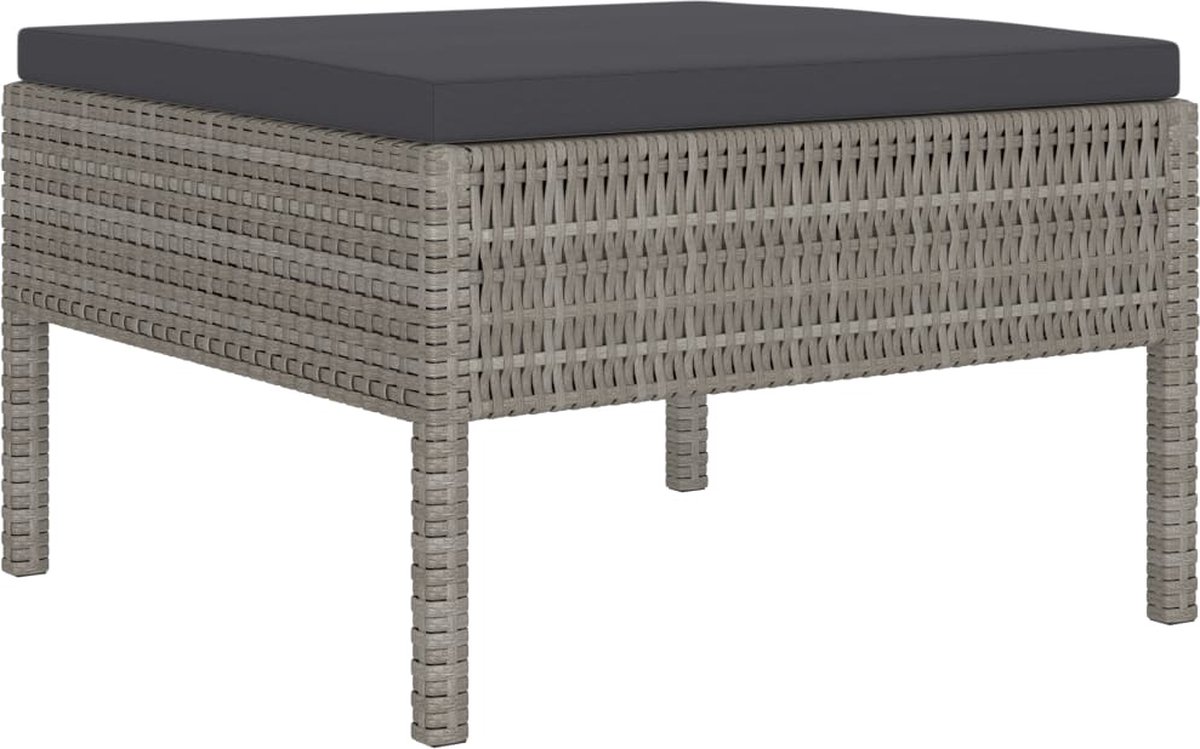 Vidaxl 6-delige Loungeset Met Kussens Poly Rattan - Grijs