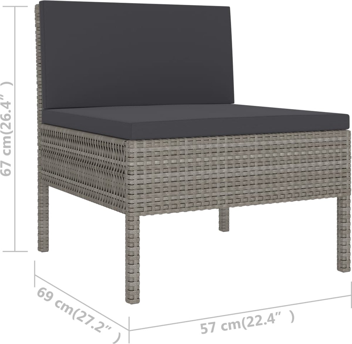 Vidaxl 6-delige Loungeset Met Kussens Poly Rattan - Grijs