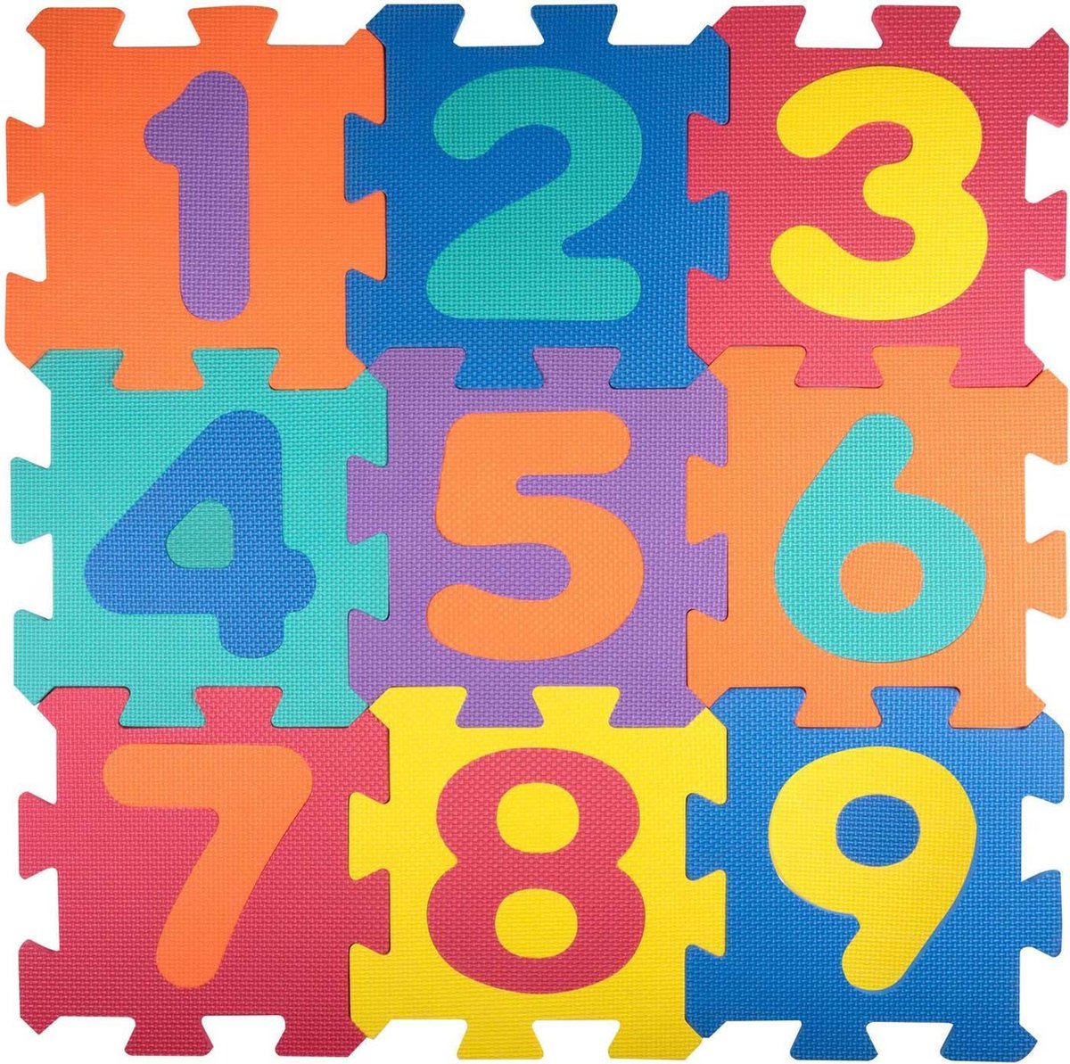 Let's Play Puzzelmat - 18 Stukken - Met Gekleurde Cijfers - 96 X 96 Cm - Foam - Rood