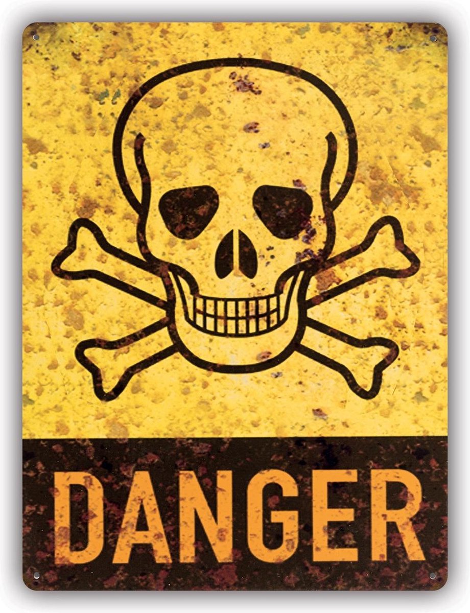 HAES deco - Retro Metalen Muurdecoratie - Danger - Western Deco Vintage-decoratie - 20 X 25 X 0,6 Cm - Wd090