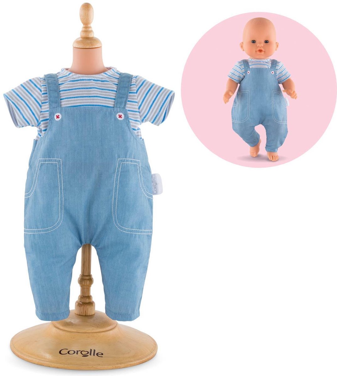 Corolle - Mon Grand Poupon - Gestreept T-shirt En Overalls Voor Baby's Van 36 Cm