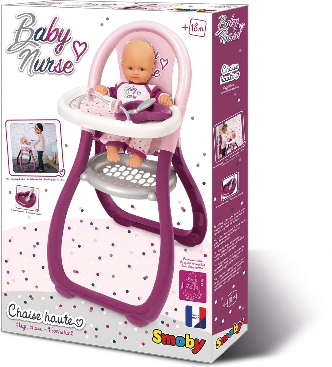 Smoby Kinderverzorgingsstoel Poupon + 2 Accessoires