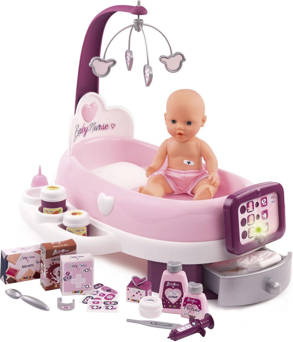 Smoby Babyverpleegsterskwekerijelektronica + Pee Pee - 24 Accessoires - Roze