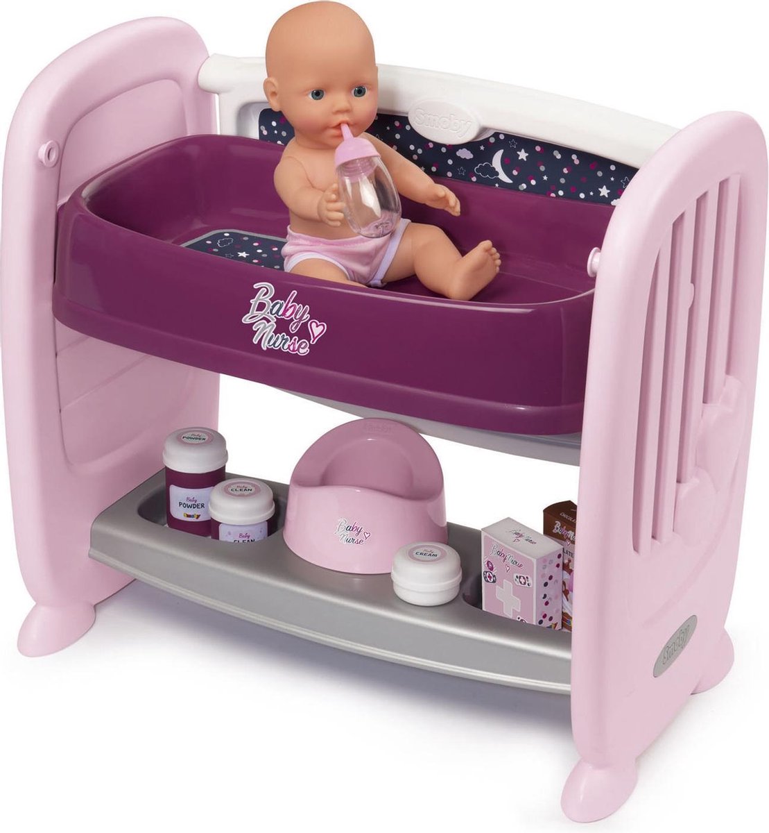 Smoby Baby Nurse Co Dodo 2 In 1 - 14 Accessoires + Pee Pee - Roze