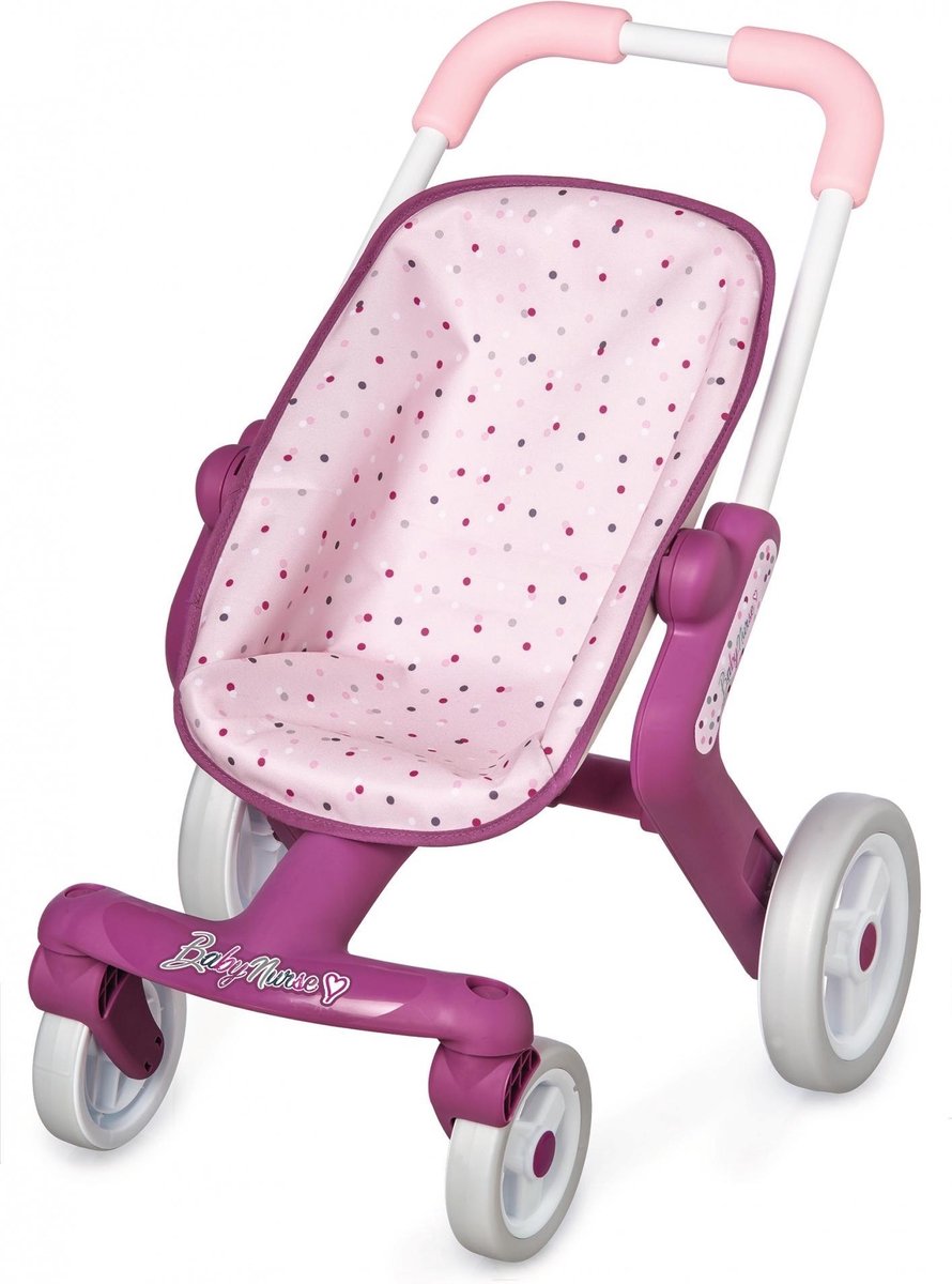 Smoby Baby Verpleegster Pop Wandelwagen - Multidirectionele Wielen - Roze