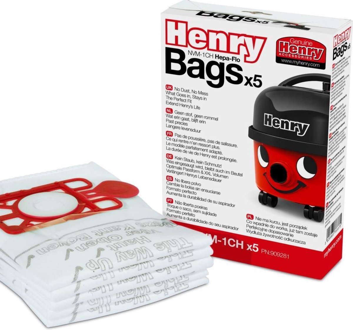 NUMATIC Nvm-1ch Hepa Stofzuigerzakken - 9 Liter - 5 Stuks - Wit