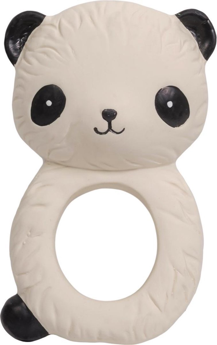 A Little Lovely Company Bijtring Panda Junior 10 Cm Rubber - Bruin