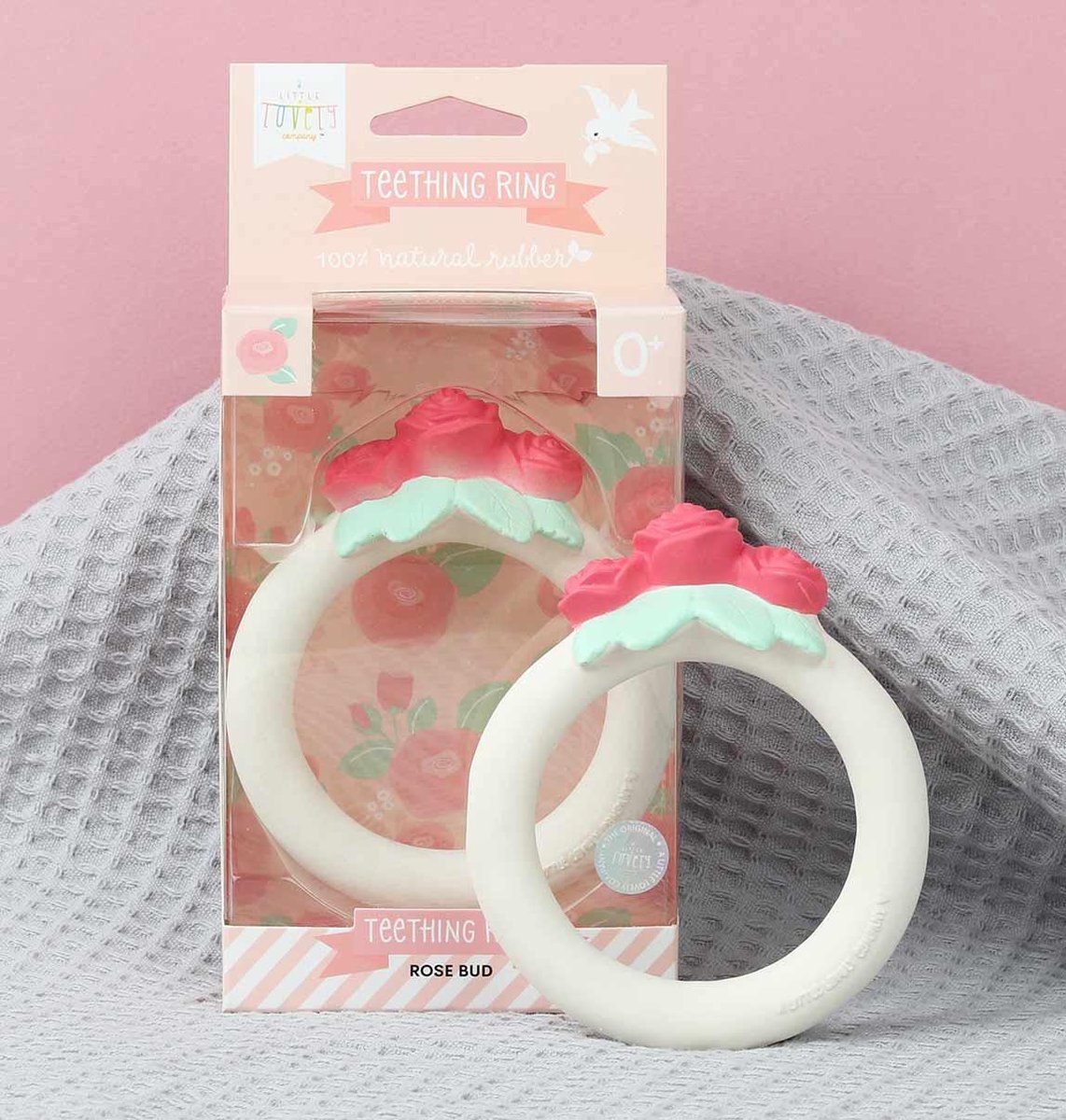 A Little Lovely Company Bijtring Rozen Meisjes 11 Cm Rubber - Wit