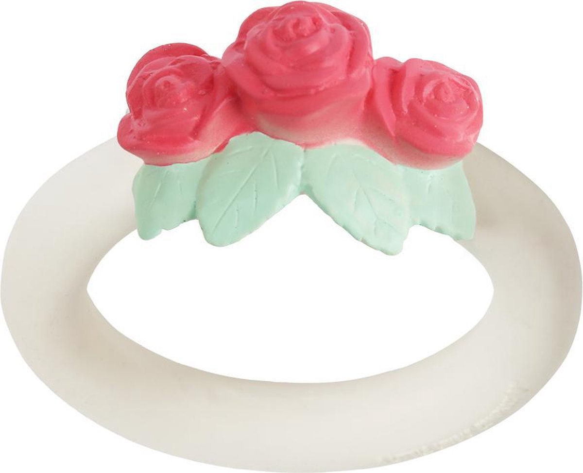 A Little Lovely Company Bijtring Rozen Meisjes 11 Cm Rubber - Wit