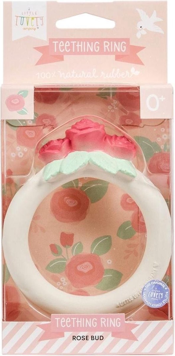 A Little Lovely Company Bijtring Rozen Meisjes 11 Cm Rubber - Wit