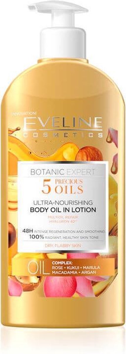 Eveline Cosmetics Botanic Expert 5 Precious Oils Ultra Nourishing Body Oil In Lotion 350ml.