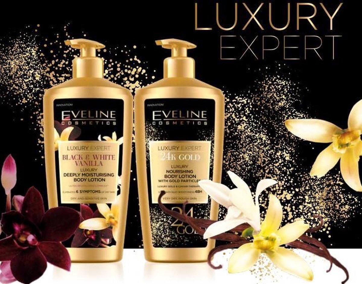Eveline Cosmetics Luxury Expert 24k Gold Nourishing Body Lotionh Gold Particles 350ml. - Wit