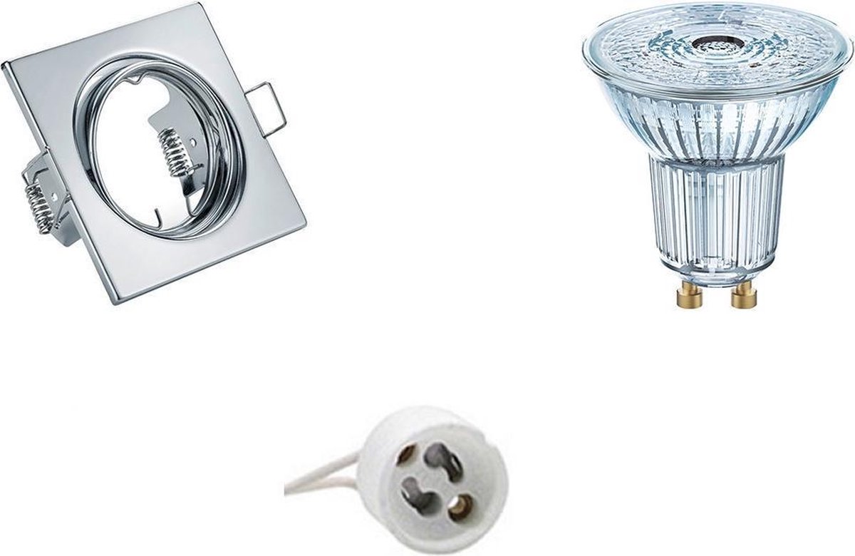 Osram - Led Spot Set - Parathom Par16 940 36d - Gu10 Fitting - Dimbaar - Inbouw Vierkant - Glans Chroom - 5.5w -