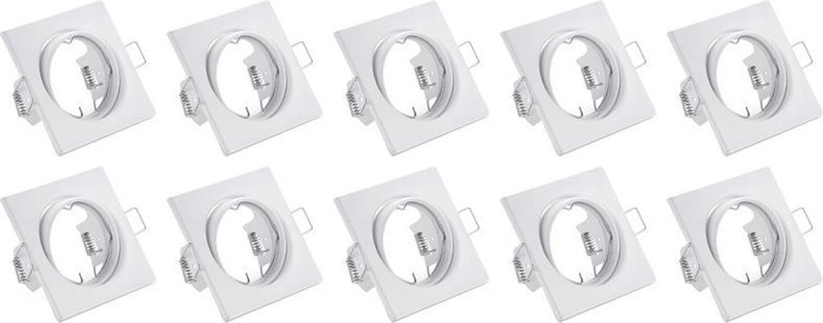 BES LED Spot Armatuur 10 Pack - Trion - Gu10 Fitting - Inbouw Vierkant - Mat Aluminium - Kantelbaar 80mm - Wit