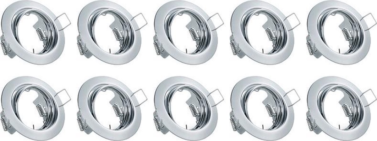 BES LED Spot Armatuur 10 Pack - Trion - Gu10 Fitting - Inbouw Rond - Glans Chroom Aluminium - Kantelbaar Ø83mm