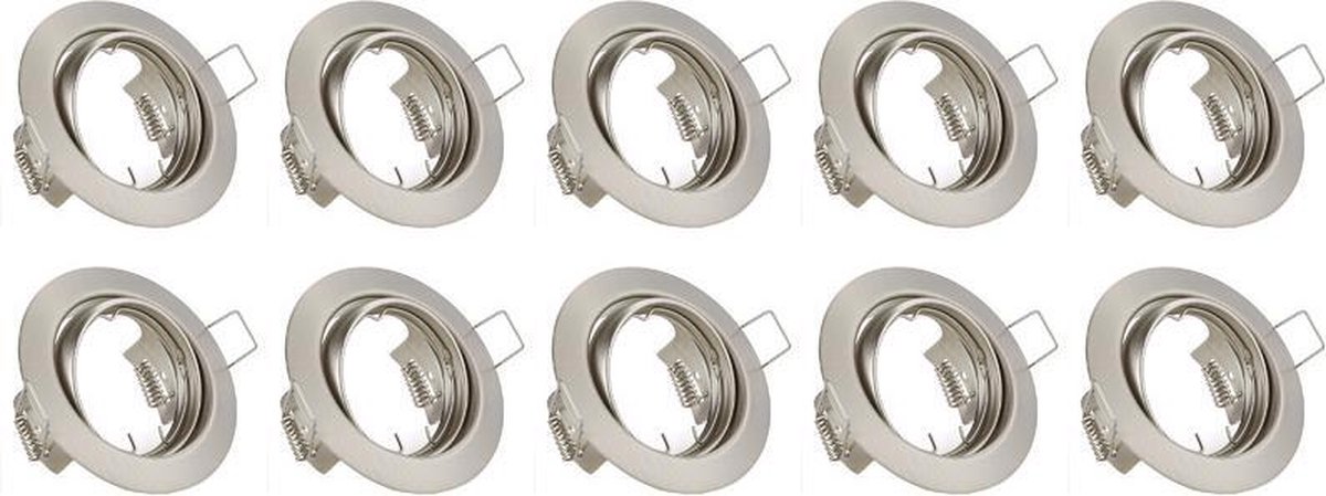 BES LED Spot Armatuur 10 Pack - Trion - Gu10 Fitting - Inbouw Rond - Mat Nikkel Aluminium - Kantelbaar Ø83mm