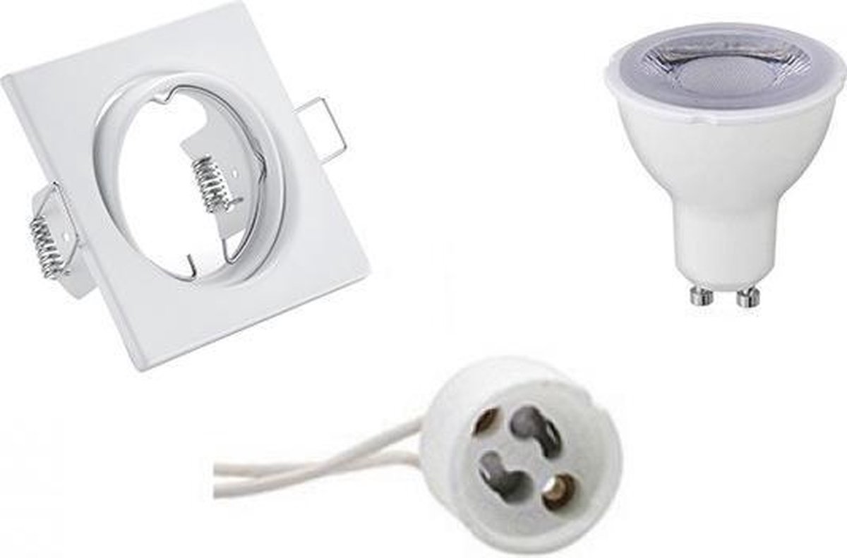 BES LED Led Spot Set - Trion - Gu10 Fitting - Dimbaar - Inbouw Vierkant - Mat - 6w - Warm 3000k - Kantelbaar 80mm - Wit