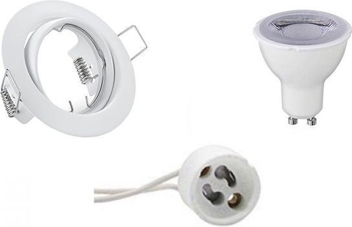 BES LED Led Spot Set - Trion - Gu10 Fitting - Dimbaar - Inbouw Rond - Mat - 6w - Warm 3000k - Kantelbaar Ø83mm - Wit