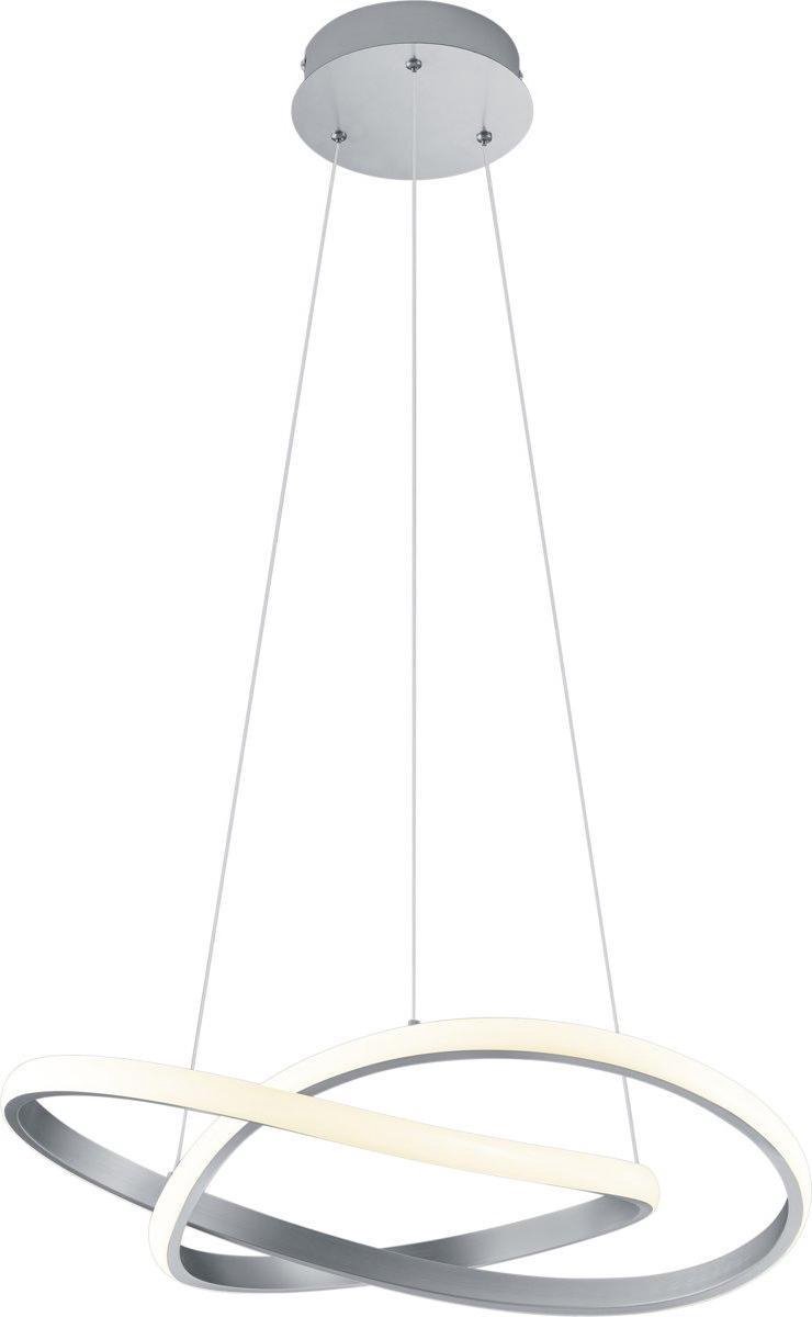 BES LED Led Hanglamp - Trion Corcy - 27w - Warm 3000k - Dimbaar - Rond - Mat Nikkel - Aluminium - Wit