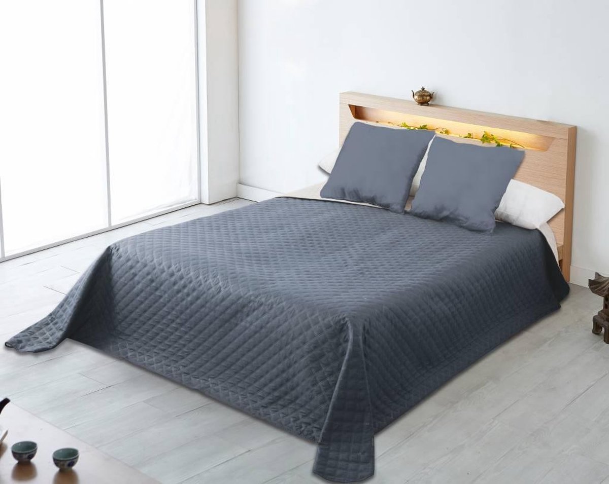 Nightsrest Bedsprei Brooke Lightgrijs-donkergrijs Maat: 230x270cm