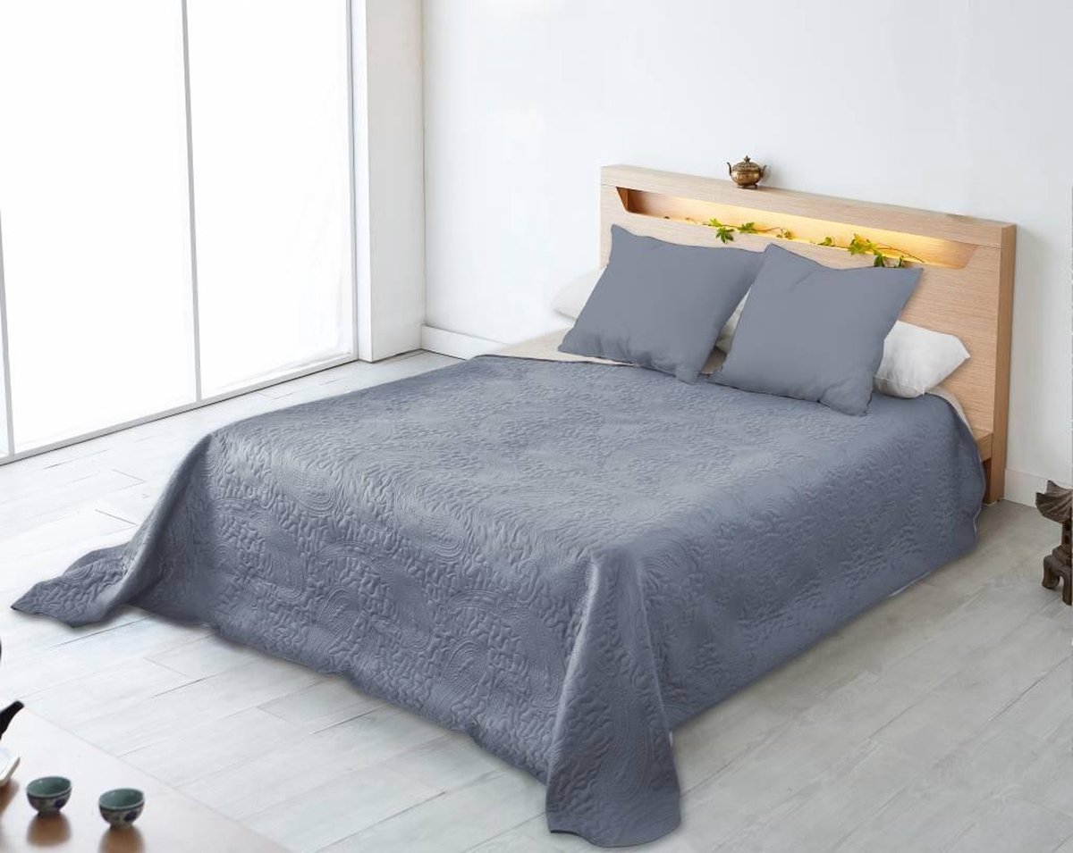 Nightsrest Bedsprei Alicia Lichtgrijs-donkergrijs Maat: 260x270cm